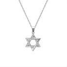 שרשרת תליון מגן דוד כסף 925 משובצת אבני זירקוניה שקופות
