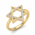 טבעת מגן דוד כסף 925 בציפוי זהב משובצת אבני זירקוניה שקופות